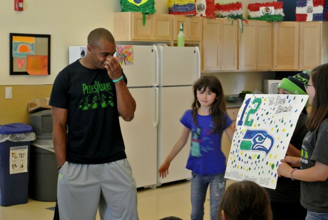 Doug Baldwin, Seahawks wide receiver, at Spiritwood Manor Boys &amp; Girls Club in Bellevue